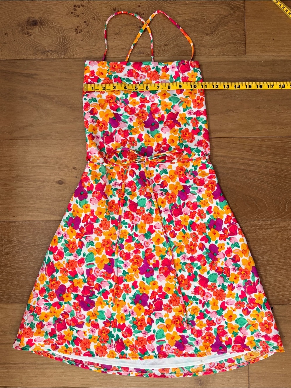 Princess Polly Tropical Floral Halter Crossback Tie Mini Dress Women's 4 EUC - Picture 6 of 8